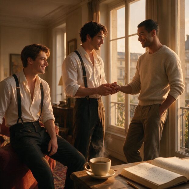 lagaylifefr's tweet photo. Thibault, Sylvain et Aurélien partagent une colocation, et bien plus. Dans « Le Triptyque de l'amour », David H. Vest @antinousedition raconte la naissance d'un amour à trois, entre… https://t.co/xHFKFKceOu #Culture #Gaylife #Antinouséditions #colocation #critiquelittéraire https://t.co/rQnyJhji6U