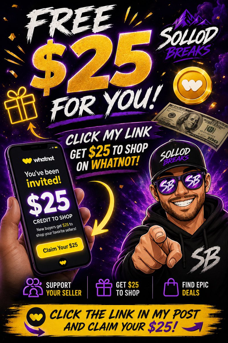 Sollod_Breaks's tweet photo. Click my link & get a free $25 to spend on whatnot ๐๐
#whatnot #free #money #hobby #cards @Whatnot
https://t.co/GtF1Z5IQwh https://t.co/pmHcJ6h9sP