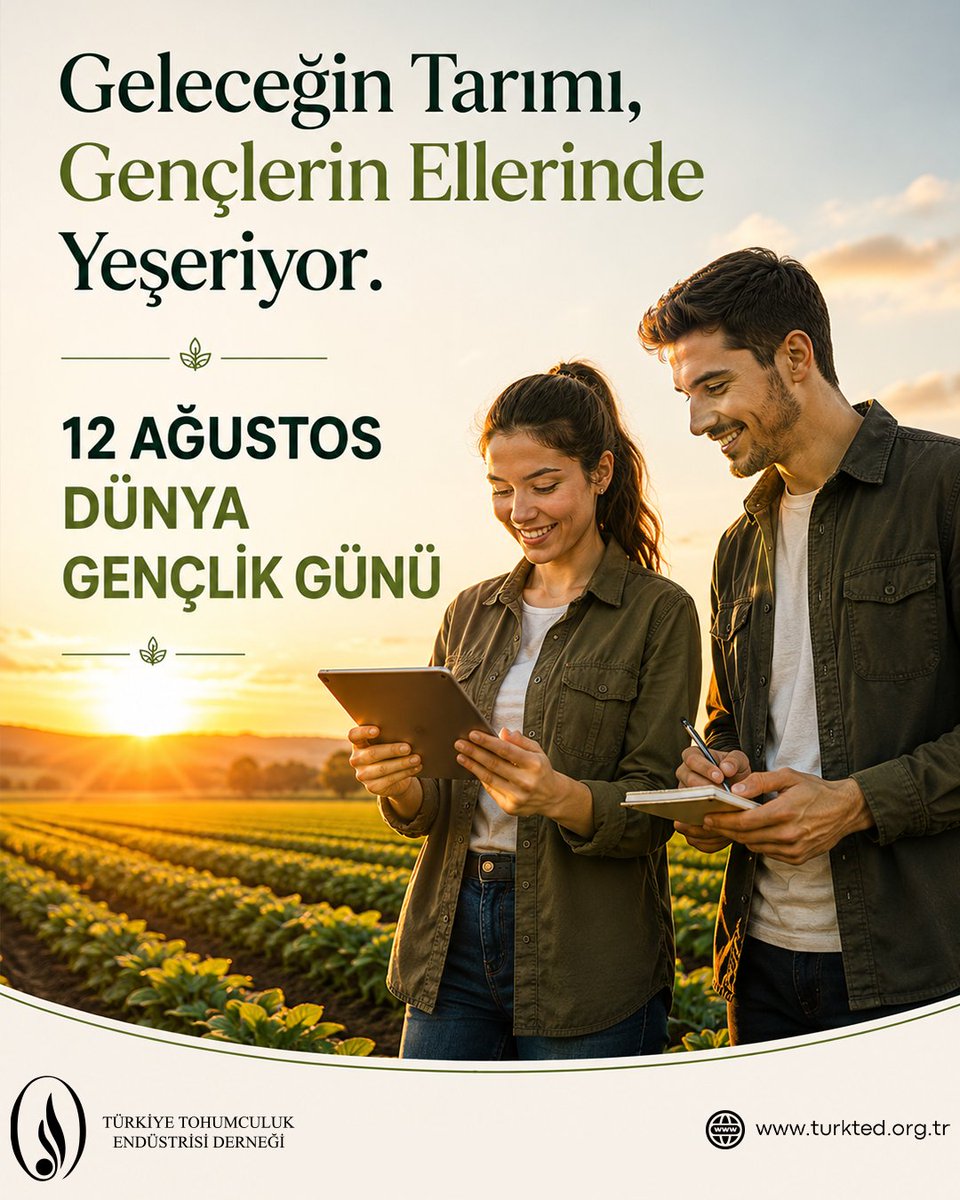 turktedd's tweet photo. 🌱 Geleceğin tarımı, gençlerin bilgi, emeği ve yenilikçi bakış açısıyla büyüyor.

Tarımın her alanında üreten, araştıran ve geleceğe değer katan tüm gençlerin 12 Ağustos Dünya Gençlik Günü’nü kutluyoruz.

#Türkted #DünyaGençlikGünü https://t.co/TrlNvhzWUq