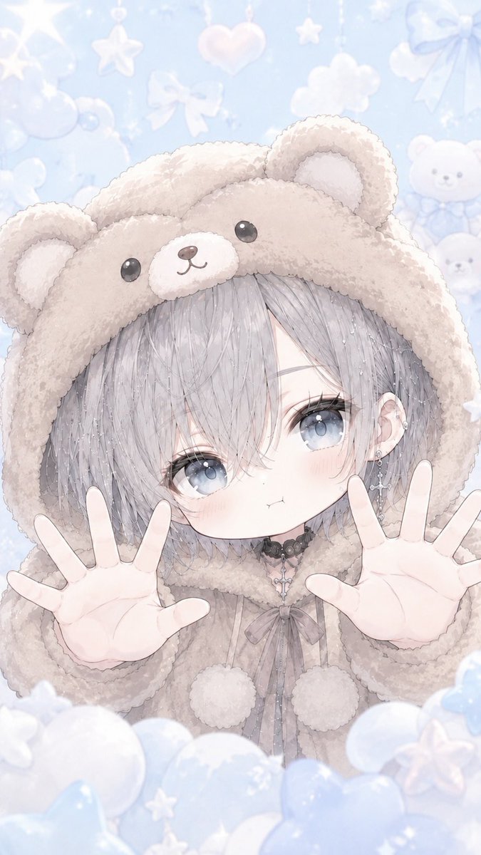 wnfsfy's tweet photo. うちの子が参加したいみたいなので、そっと置いておきます。
（あと、しれっと茅癒に昔の名残でインナーカラーも入れてみました。）

茅癒「…せいせいしゃおまえ」
爽「…ちゆ、いったらだめ←」

#AI水曜日は着ぐるみの日
#月白匣 https://t.co/Ktn1jDfMcA