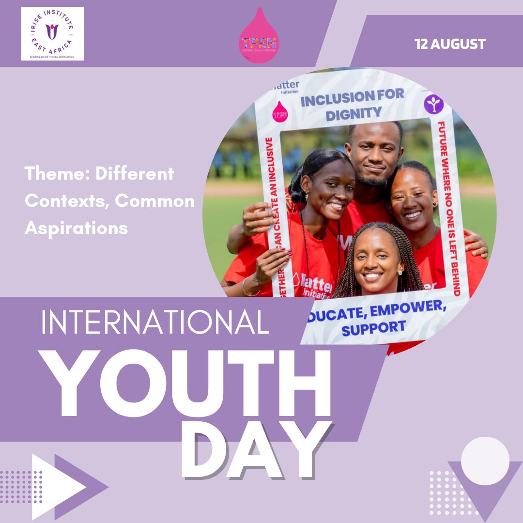 IriseEastAfrica's tweet photo. This #InternationalYouthDay2026, we celebrate young people who are challenging stigma, breaking barriers and transforming the realities of their communities.

From advancing menstrual justice to youth leadership and grassroots advocacy, young people are not waiting for change to happen; they are creating it.

We believe every young person deserves the knowledge, resources, safe spaces and opportunities to live and menstruate with dignity.
Today, we commit to building systems where young people are not simply included but trusted, empowered and at the centre of change.
#HappyInternationalYouthDay2026
#IYD2026