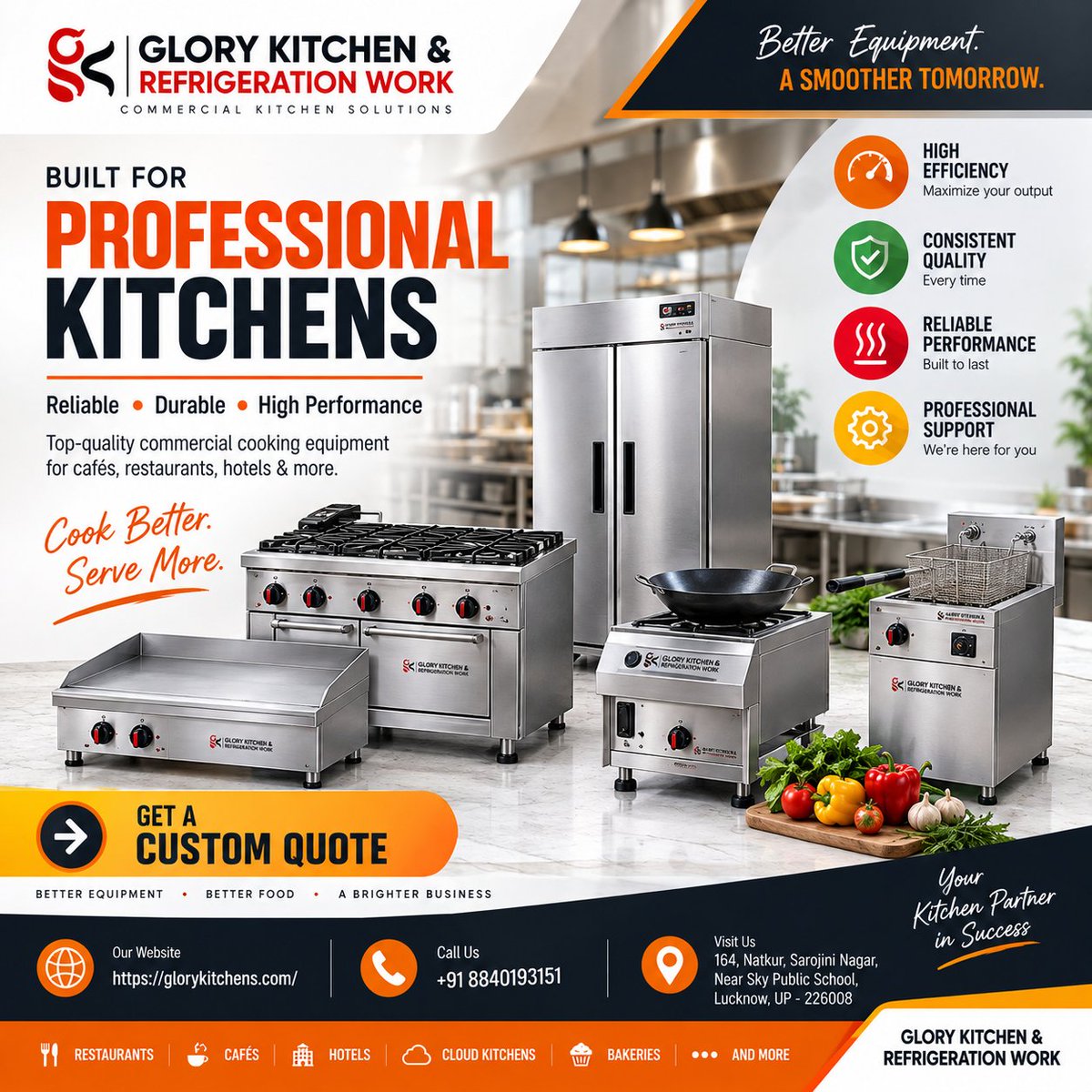 glorykitchen_'s tweet photo. Built for professional kitchens. 🔥
Reliable equipment. Better performance. Bigger possibilities.
Upgrade your commercial kitchen today! 👨‍🍳

🌐 https://t.co/WbU4gZHAJY
📞 +91 8840193151

#CommercialKitchen #KitchenEquipment #RestaurantEquipment #GloryKitchens #FoodBusiness https://t.co/790yI5fbTA