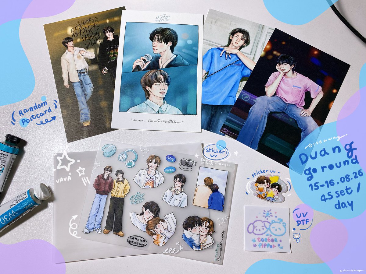 atCloudyday's tweet photo. ✨ G  I V E A W A Y ✨
 [Random postcard/Stickers uv/UV DTF] 

45 set / day 
15-16.08.2026
IMPACT Arena, Muang Thong Thani

มารับน้องแฟนอาร์ตปุ๊กๆปิ๊กๆไปเลี้ยงไปแปะเล่นกันน้า~ 💜🩵

#DuangGoRoundConcert
#เจอด้วงที่อิมแพคนะเธอ https://t.co/WeS8h0m6iG