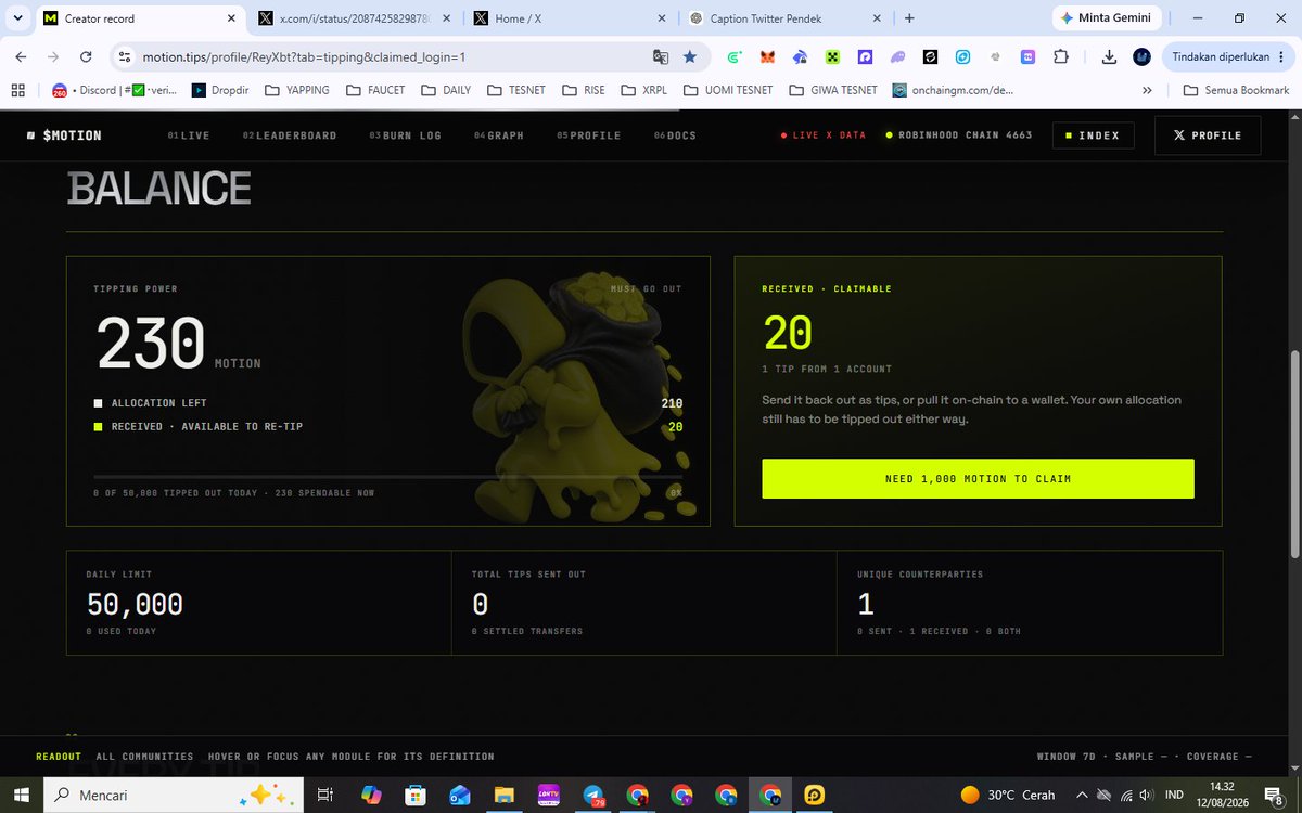 ReyXbt's tweet photo. akhirnya mendapatkan voting power pertama saya di @motiontip 

kalian bisa bergabung dengan komen dan tag @tipmotion 1000

dan jangan lupa yapping dengan rajin biar dapat lebih banyak $MOTION https://t.co/aRPyizXXe4