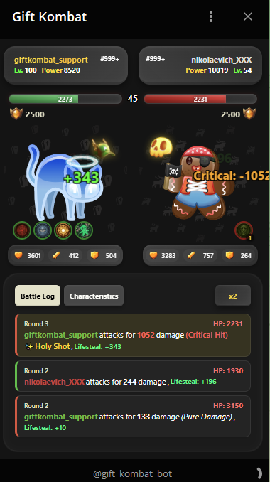 giftkombat's tweet photo. @telegram 🎁⚔️ Gift Kombat — a Telegram Mini App where PvP battles are fought using real Telegram NFT gifts as combat characters.

Climb the ladder for NFT prizes, join weekly NFT tournaments, earn GRAM via clans, market trading &amp; etc.

▶️ https://t.co/fa7e5Ur3kV
Me: @giftkombat_support https://t.co/zX9RzHN5KA