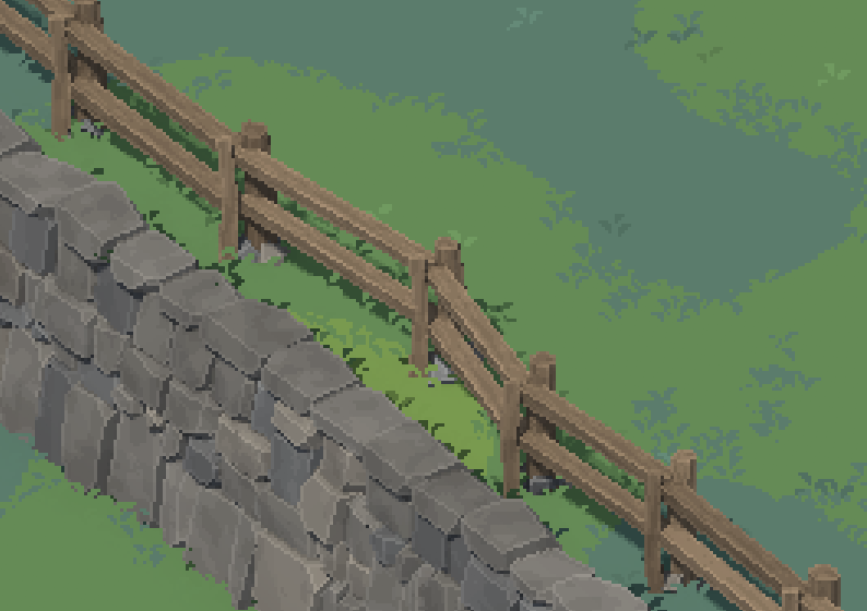 kurinadev's tweet photo. 木の柵！
杭が一本だと味気なかったから二本で挟む感じのデザインにしてみた
#indiedev #gamedev https://t.co/0C70mps9qV