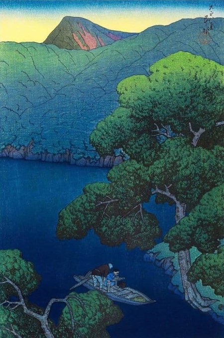Yenisey5's tweet photo. .
Tsuta Marsh in Mutsu Province, 1919

Souvenirs of Travel, First Series

Kawase Hasui (1883 - 1957)
. https://t.co/ime3MnRh8b