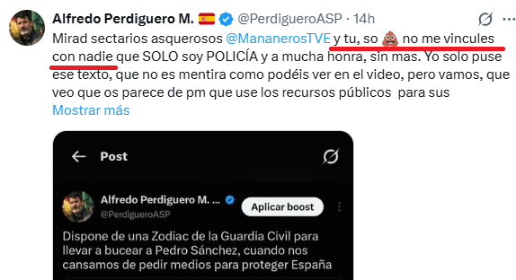 remerikos's tweet photo. Parece que al Policía difusor de bulos y que colecciona sanciones disciplinarias, @PerdigueroASP, no le ha gustado que yo le vincule con VOX, pero lo cierto es que según el BOCAM se ha presentado 2 veces en sus listas

Por las fotos parece que le gustan tb posiciones más extremas https://t.co/4A6sciPo0w