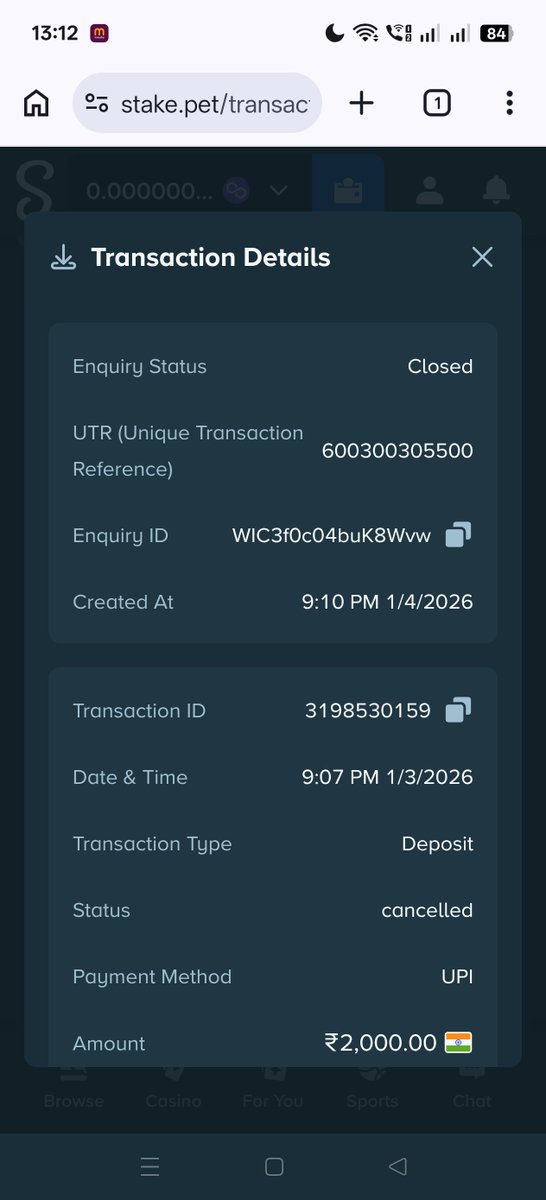 JatinKumar68432's tweet photo. @StakeEddie @Stake

@Eddie @Stake My ₹2,000 INR deposit was successfully debited via UPI, but Stake cancelled it saying funds couldn't be located.

UTR: 600300305500
Tx ID: 3198530159

This is not only my problem. The same INR deposit issue is happening with multiple users https://t.co/NHc9QUhhvl
