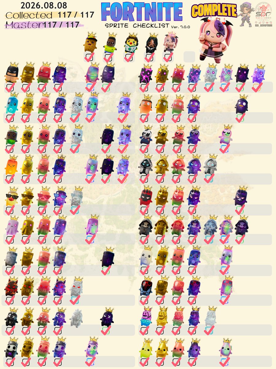 xgzysfj's tweet photo. 少しの間、図鑑埋めを協力します!(botマッチで行います)
条件 : 返却あり 1人2体まで
※詐欺防止のため2試合目に1体目の返却が無かった場合、2体目は渡しません
#フォートナイト #精霊集め #精霊交換 #SpriteChecklist https://t.co/fN1hzRE2ka