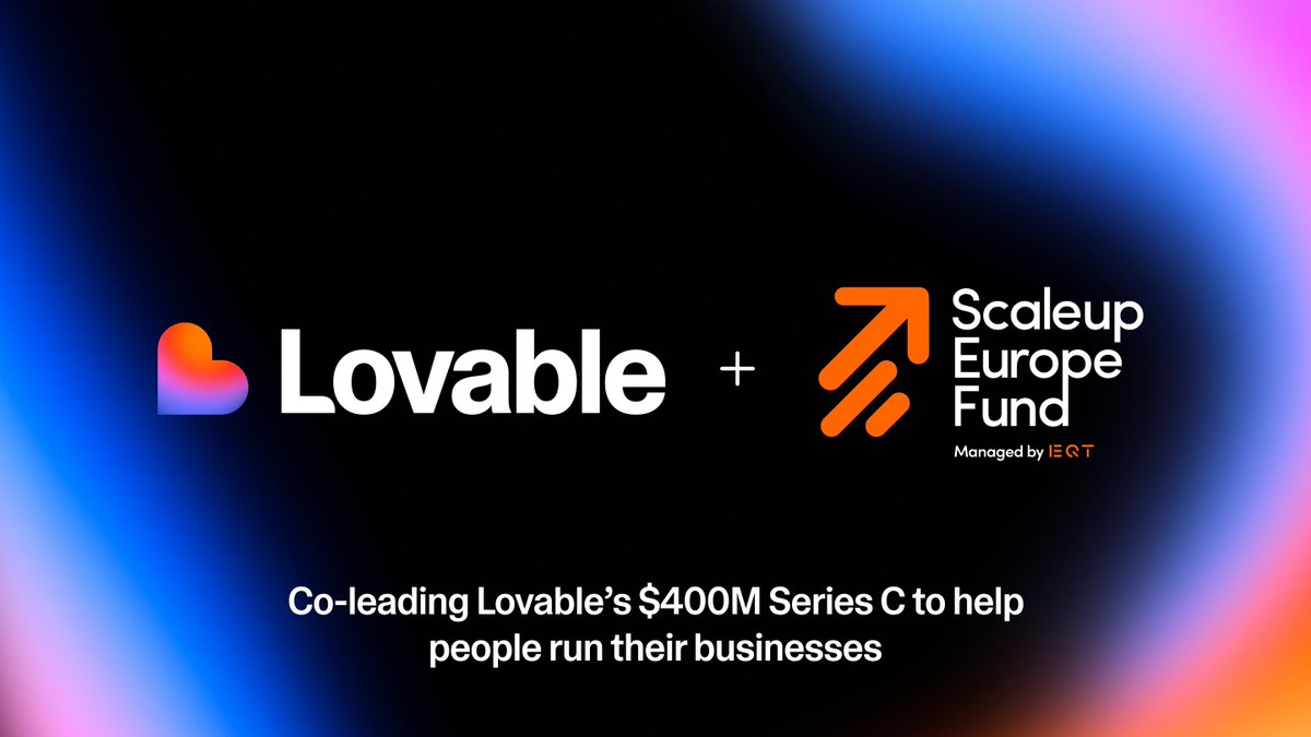 eqtventures's tweet photo. This is what scaling from Europe can look like.

Congratulations to Anton, Fabian and the entire Lovable team. 🚀 https://t.co/N10wXDFsJp