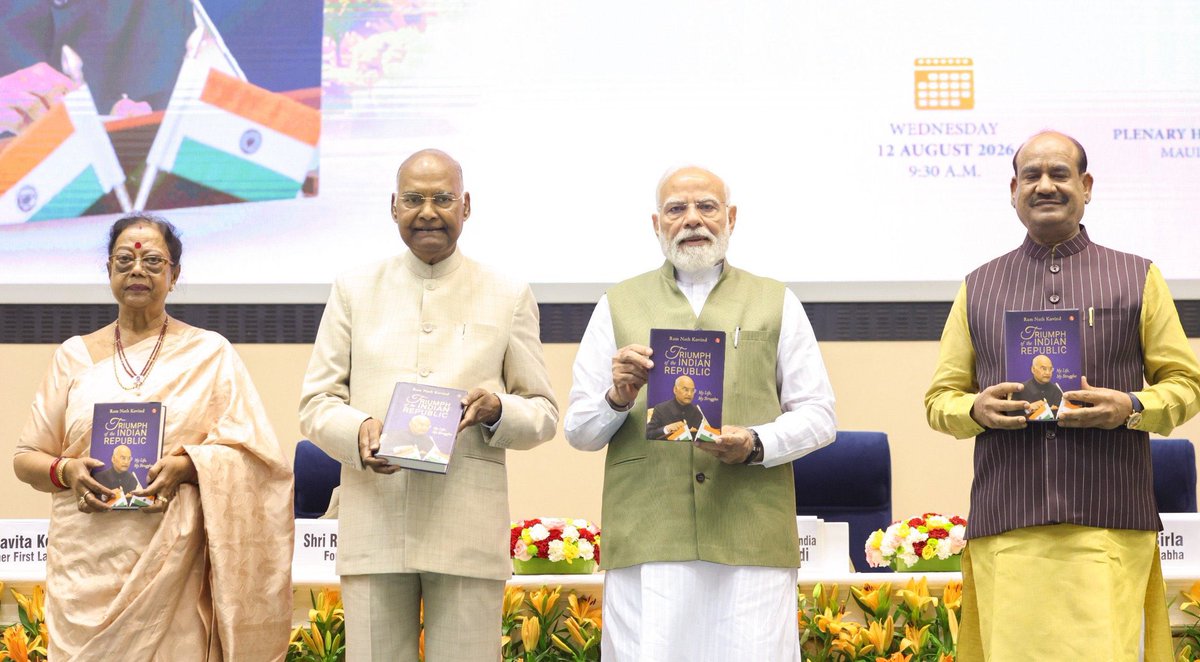 ramanlalvora's tweet photo. Honoured to have been part of the launch of former President Shri Ram Nath Kovind ji’s autobiography, “Triumph of the Indian Republic: My Life, My Struggles,” released by Hon’ble Prime Minister Shri Narendra Modi ji at Vigyan Bhavan, New Delhi.

It was a privilege to meet Shri Ram Nath Kovind ji on this memorable occasion and witness the launch of his inspiring life story, reflecting his journey of public service and dedication to the nation. 
@ramnathkovind @narendramodi
