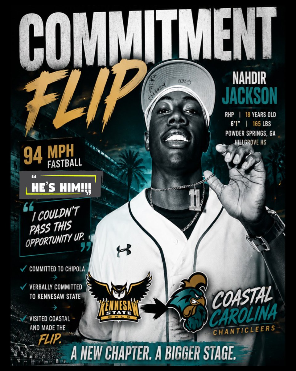 necterr's tweet photo. 94-MPH RHP Nahdir Jackson Flips to Coastal Carolina

@NahdirJackson 
@CoastalBaseball 

https://t.co/IT7L6azMSh https://t.co/mrfAVkirKd