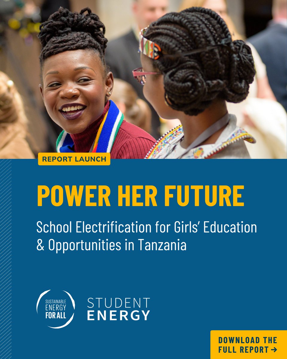 DamilolaSDG7's tweet photo. Happy #InternationalYouthDay!

I am happy to share with you a new report by @SEforALLorg and @studentenergy that explores how access to reliable energy in schools can unlock educational opportunities, particularly for girls.

🔗 https://t.co/OPj1UeUjHa https://t.co/MS2NIOaPhQ