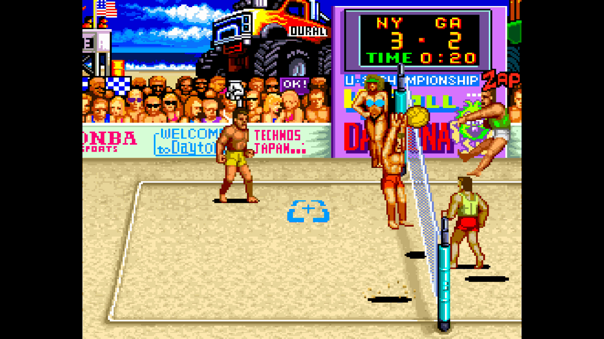 denfaminicogame's tweet photo. 1988年発売のアーケードゲーム『ビーチバレー V'BALL』が「アケアカ」で復刻。8月13日に配信へ
https://t.co/U7SnTDMHg3

テクノスジャパンが手がけた、ビーチバレーアクションゲーム。ビーチバレー大会に出場した若者2人を操作して、優勝を目指して戦っていく https://t.co/Lu912qIrTP