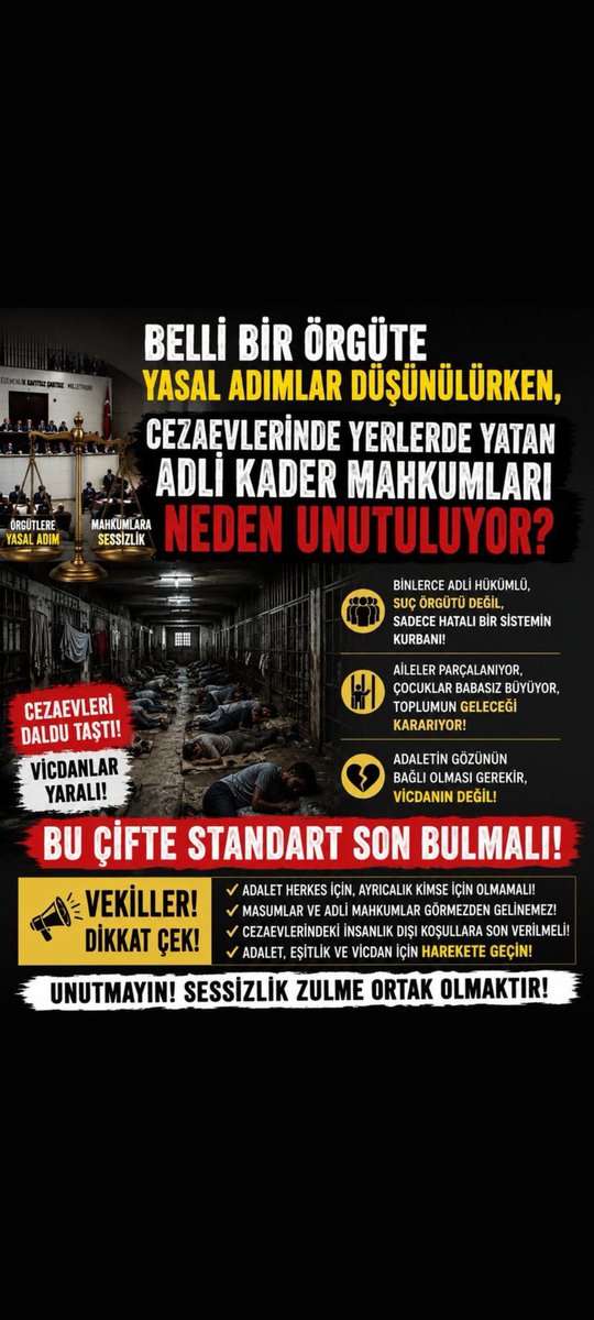 Cennetmusti's tweet photo. @avidrissahin #CezadaAdaletİnfazdaEşitlik Eşitlik ilkesi herkes için geçerlidir. Terörsüz Türkiye sürecinde adlî mahkûmlar ve aileleri de unutulmamalıdır.
#hiç bir adli mahkum terorist kadar suçlu degil 
@abakingurlek 
@NumanKurtulmus 
@Akparti 
@MHP_Bilgi 
@adalet_bakanlik 
@RTErdogan https://t.co/XK4Jof1J4P