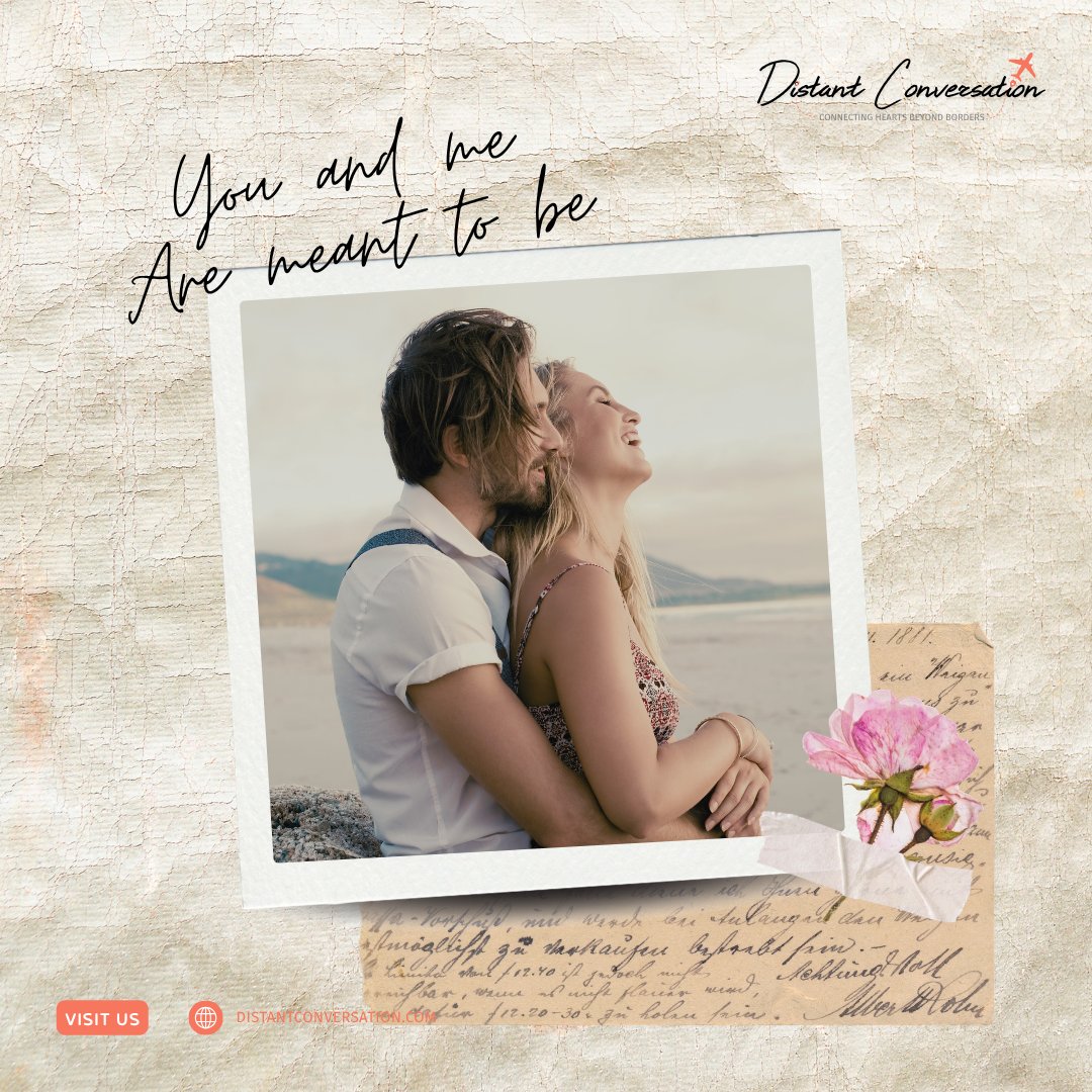 disconversation's tweet photo. Some love stories are written by fate. ❤️ No matter the distance, if you're meant to be, love will always find its way. ✈️💕 #DistantConversation #LongDistanceLove #LDR #MeantToBe #TrueLove #LoveKnowsNoDistance https://t.co/rJdU6hjLm9
