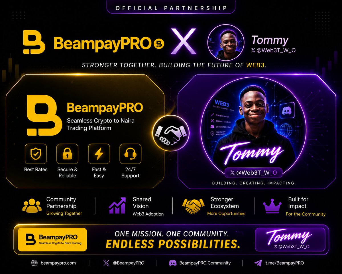 BeampayPR0's tweet photo. Official Partnership Announcement!

BeampayPRO is excited to partner with Tommy X @Web3T_W_O! 🚀

Together, we’re building stronger communities, driving Web3 adoption, and creating more opportunities.

#BeampayPRO $HOLO https://t.co/u5fb8Uegu7