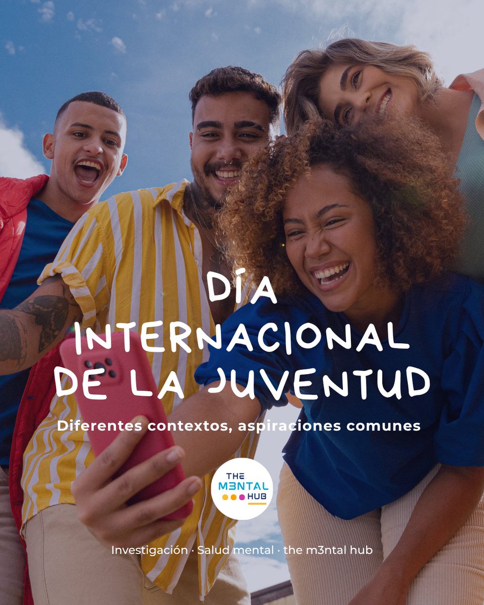 them3ntalhub's tweet photo. 🌍 Hoy, #DíaInternacionalDeLaJuventud, ponemos el foco en la #SaludMental de las nuevas generaciones.
Crecer, participar, sentirse escuchados/as y construir un futuro con bienestar.
Desde the m3ntal hub investigamos para contribuir con evidencia a ese objetivo. 🧠🔬 https://t.co/mrm80Z0e2y