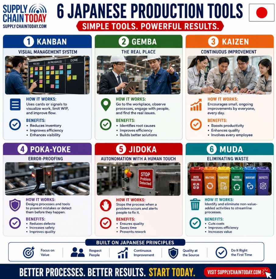 SupplyChainBlog's tweet photo. Japanese Production Tools:
#leanmanufacturing #Kaizen #GembaWalk #WasteReduction #leanthinking
Master Lean Manufacturing: https://t.co/GBr3wWfQ8I
Gemba Walk: Path to Continuous Improvement: https://t.co/ZYlvNPaTTj
How Kaizen Works: https://t.co/W07J9AqU40 https://t.co/995ppSRBiW