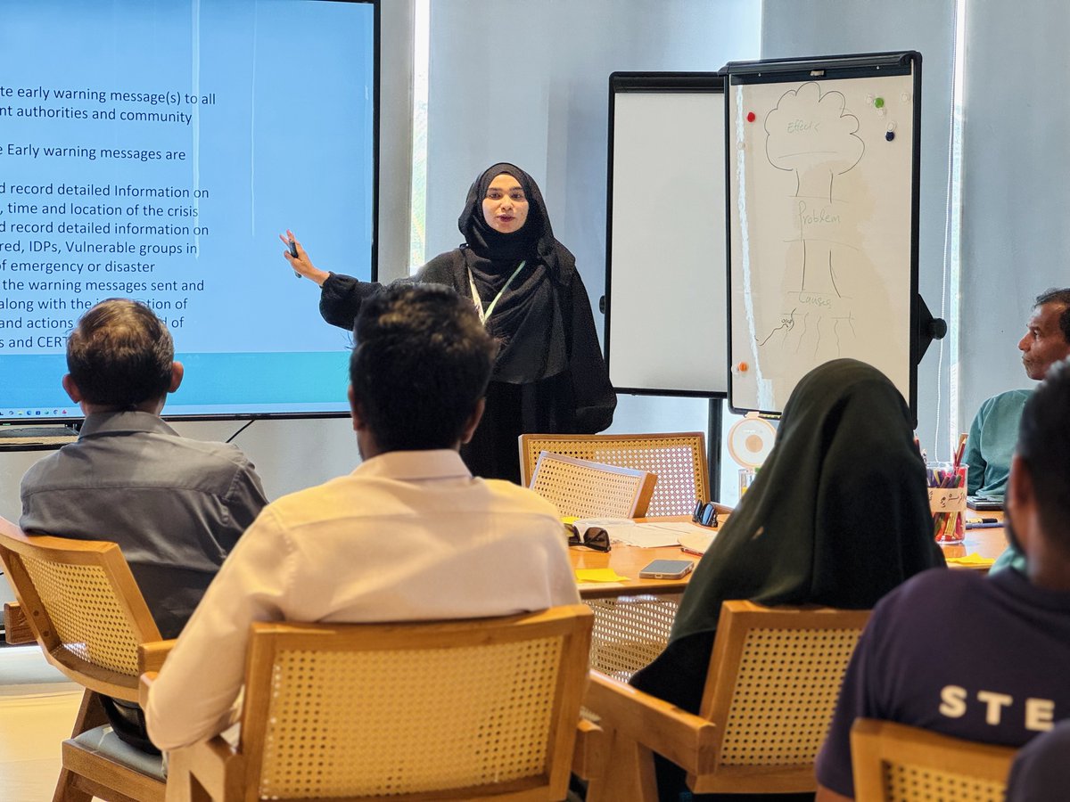 NDMAmv's tweet photo. NDMA, in partnership with @UNICEFMaldives , has commenced a two-day CERT Induction Workshop in K. Guraidhoo as part of the Community-Based Resilience Building (CBRB) Programme.
The training will cover the basics of Community Emergency Response Teams (CERT), equipping community members with essential skills for responding to emergencies. The programme will also include a practical drill to strengthen hands-on preparedness and response capacity