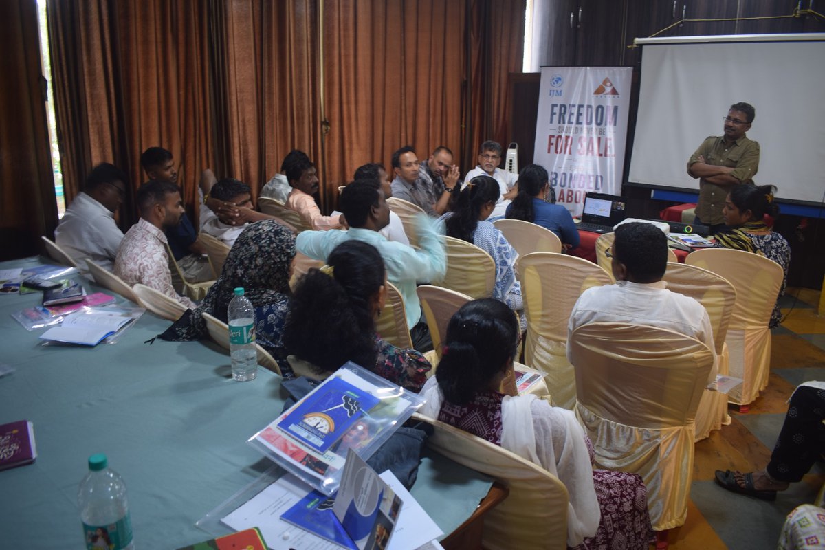 WeAroehan's tweet photo. Awareness. Action. Freedom.
On 7–8 Aug, International Justice Mission (IJM) conducted a 2-day training on Bonded Labour &amp; Legal Interventions for 50+ AROEHAN staff.
The training strengthened capacity in identification, rescue, rehabilitation, prosecution &amp; community protection. https://t.co/xXIuOm1rFn