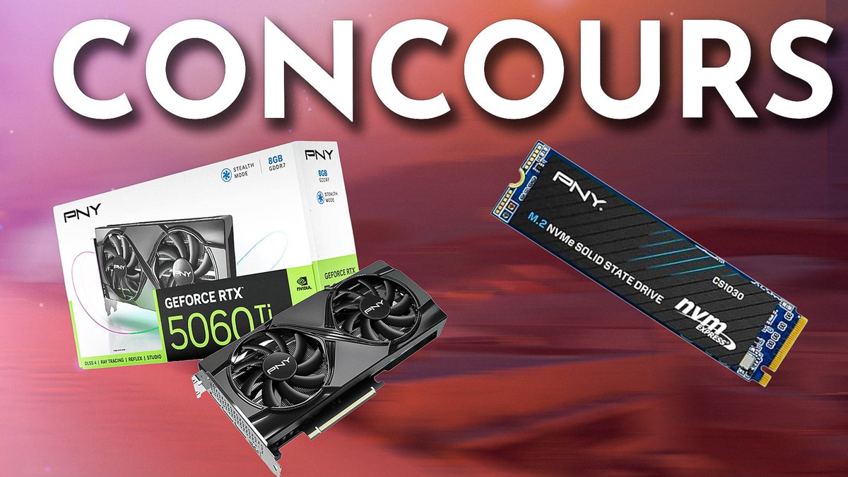 WisethugTV's tweet photo. 🏆 #Concours 🏆

Pour fêter l'été on vous fait gagner un pack de malade avec @PNYFrance !

- Une carte Graphique Nvidia GeForce RTX 5060 Ti Dual Fan OC 8 Go PNY !
- 1 SSD NVMe PNY CS1030 1TB !

Pour Participer :  
- Suivre @WisethugTV &  @PNYFrance 
- Retweet ce post

T.A.S le 02/09/26 !

Partenariat