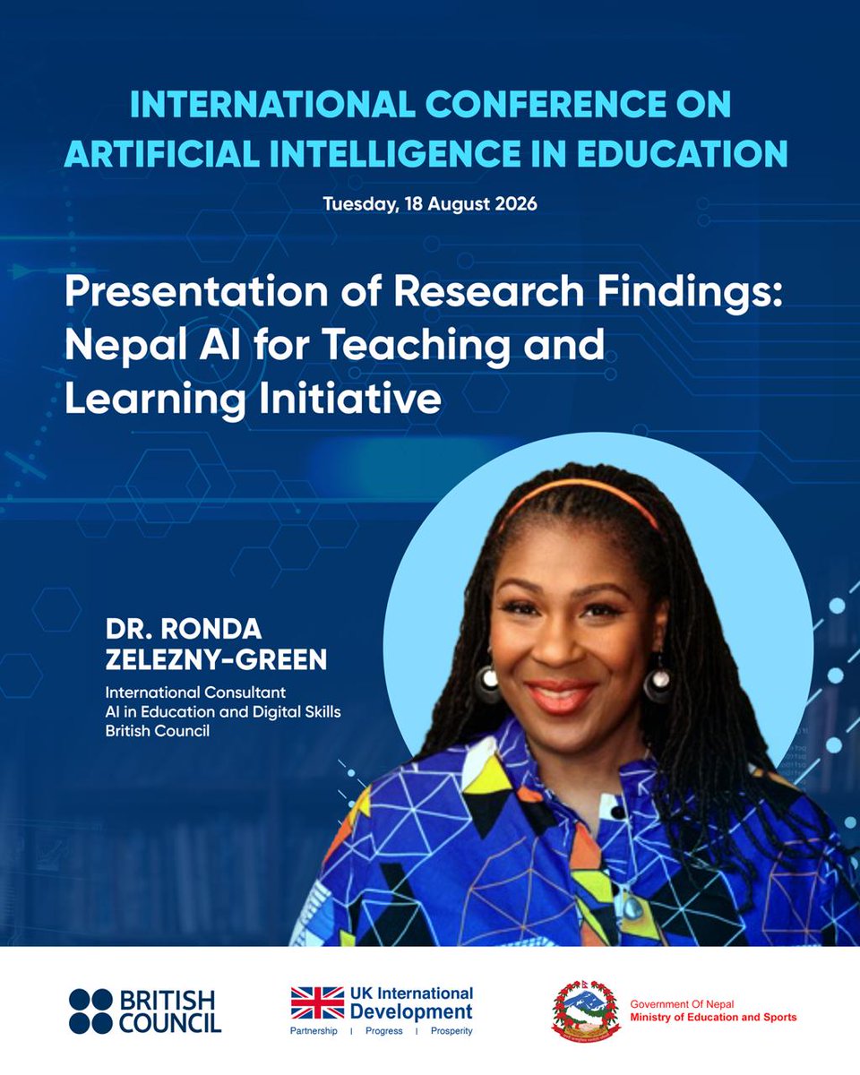 npBritish's tweet photo. How can AI support equitable education in🇳🇵?

We are organising the Teaching &amp; Learning Futures Nepal: AI for Equitable Education Conference for keynote talks, AI4Ed Nepal research findings, teacher innovation showcases, &amp; discussions on shaping Nepal's AI in Education standards https://t.co/VXPFiL71hX