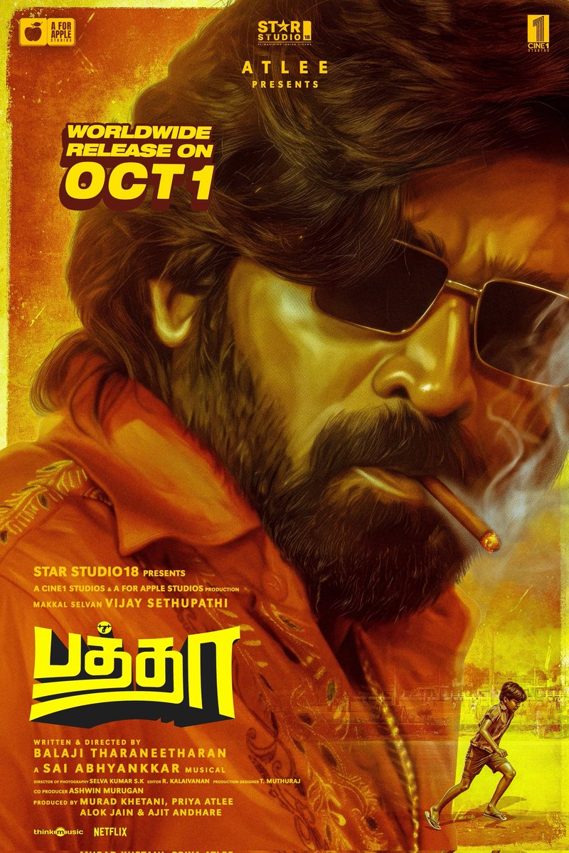 VCDtweets's tweet photo. #Baththa — What a way to Launch a Surprising Banger film, that too announcing the release date along with the first look 🥵🔥
#VijaySethupathi (#VJS56) - #Atlee - NKPK #BalajiTharaneetharan - #SaiAbhyankkar, No one saw that coming 💥
Thalaivan Atlee bringing Two Bollywood Production Houses together is my favorite among all 😍
World Wide Oct 1st Release 🤘🏼
