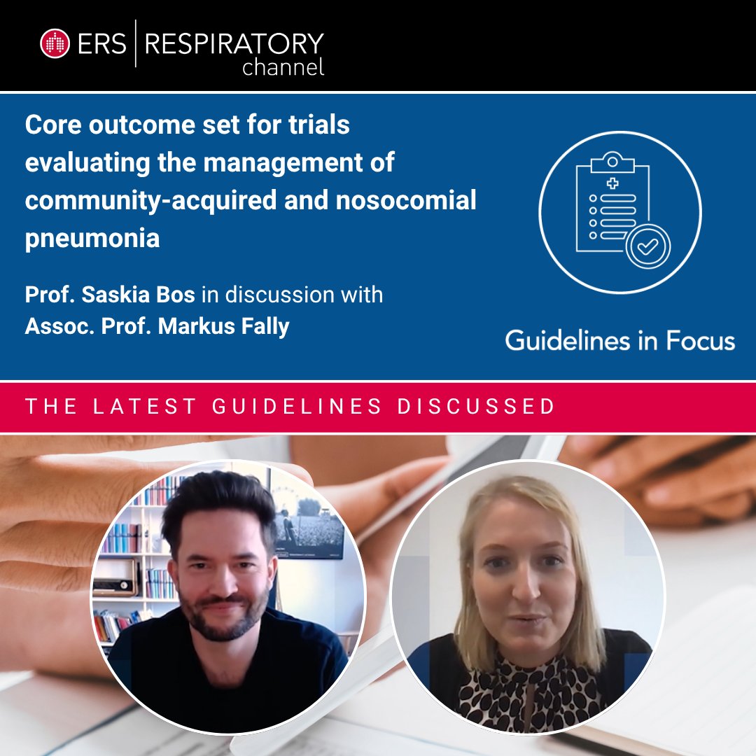 EuroRespSoc's tweet photo. 📹 Guidelines in Focus:  

Guidelines in Focus: Core outcome set for trials evaluating the management of community-acquired and nosocomial pneumonia 
 
Watch the interview and access the document online here: https://t.co/fWU8yUM0T0 https://t.co/i5Lq8RjoPr