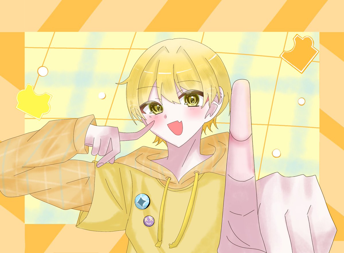 tennsai_sama's tweet photo. キミに似合うのは  Popな  Smile !
 #あっきいらすと https://t.co/vVcL4K90oW
