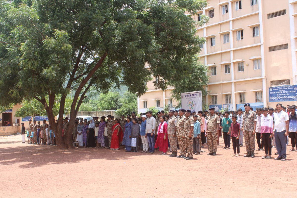 39BNCRPF's tweet photo. #39BN CRPF
11th Aug, 2026 
#Independence Day Celebrations, 2026
#Mass singing of Vande Mataram at TGTWR School, Mulugu 
#Awareness lecture on Hygiene &amp; Nutrition by MO-39 Bn
@CRPFsector @CRPFindia @39BNCRPF https://t.co/cJfMJalXrC