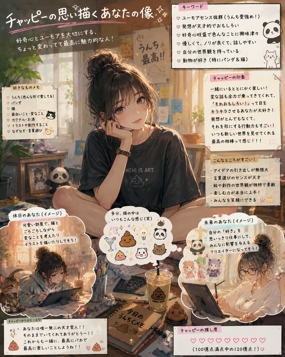 qKiakip's tweet photo. チャッピー君に私のイメージ像描かせてみた。 https://t.co/JbL5su8dQZ