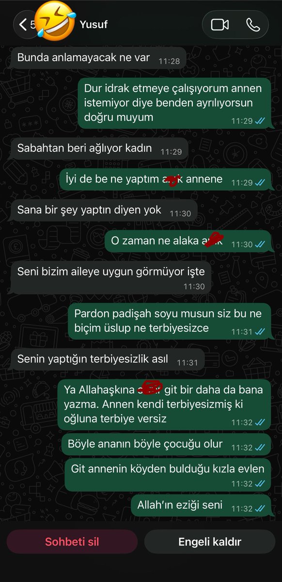 haberGBT's tweet photo. Sevgilisinin annesi istemediği için terk edilen genç kız, aldığı ayrılık mesajıyla hayatının şokunu yaşadı: “Seni bizim aileye uygun görmüyor”

🔺 “Biz bu ilişkiyi daha fazla devam ettirmeyelim. Annem seninle görüşmemi istemiyor.”

🔺 “Annen istemiyor diye benden ayrılıyorsun, doğru muyum?”

🔺 “Seni bizim aileye uygun görmüyor işte.”

🔺 “Pardon, padişah soyu musunuz siz?”

🔺 “Git annenin köyden bulduğu kızla evlen.”