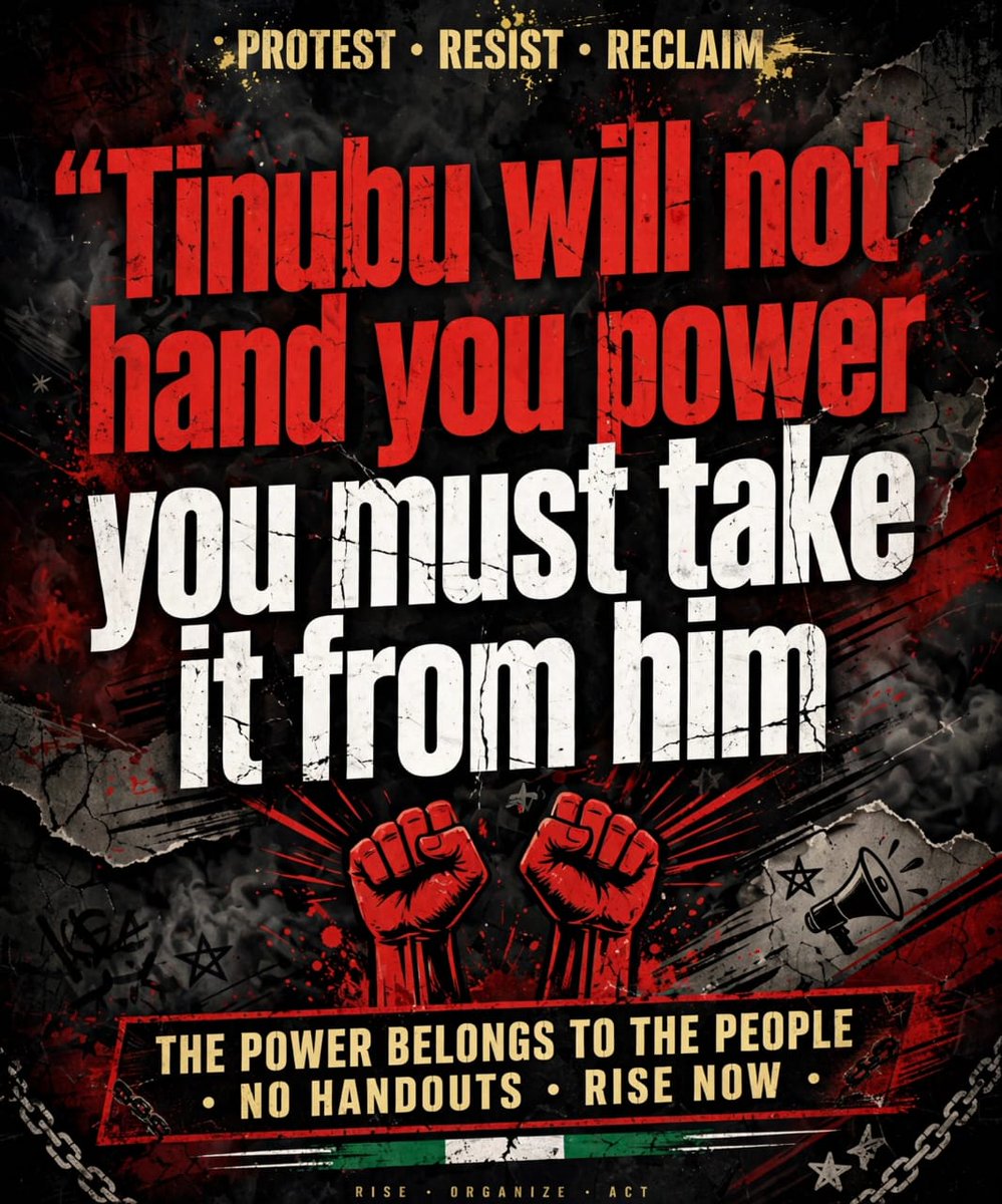 aliyubillions's tweet photo. PROTEST. RESIST. RECLAIM.
THE POWER BELONGS TO THE PEOPLE
NO HANDOUTS. RISE NOW.
We are not asking. 🇳🇬
#TakeItBack #ProtestResistReclaim #EndBadGovernance #PowerToThePeople #FixNigeria #RiseNow #NigerianYouth #NoHandouts https://t.co/wQEJ1lY8Lx
