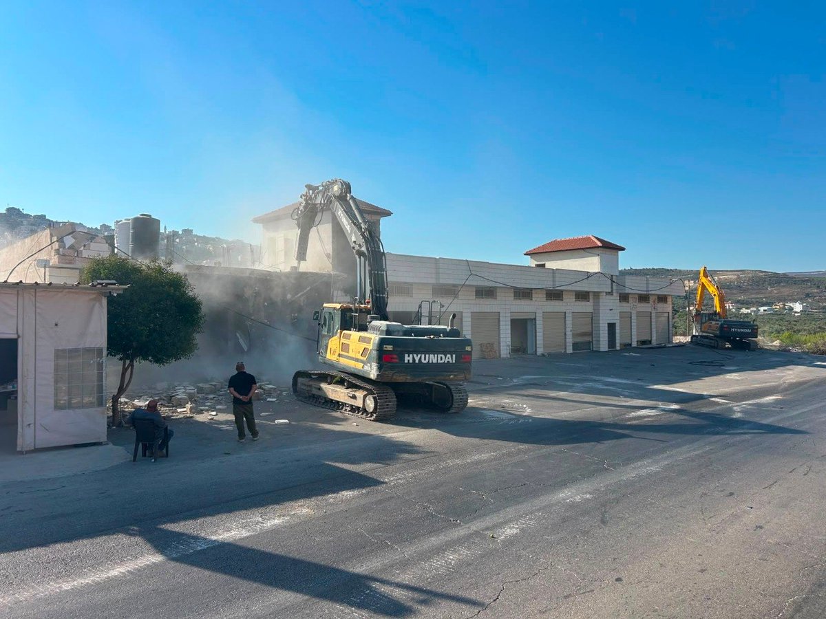 heavy_occ's tweet photo. 🚜Bezalel Smotrich sent the Civil Administration to demolish 26 Palestinian structures using Hyundai and caterpillar excavators, Jenin area, to clear space for renewed settlements, August 12 2026
 #Ganim #Kadim #Jenin #WestBank #Hyundai #caterpillar #Aug2026 #heavy_destruction https://t.co/xGuQH2mAfy