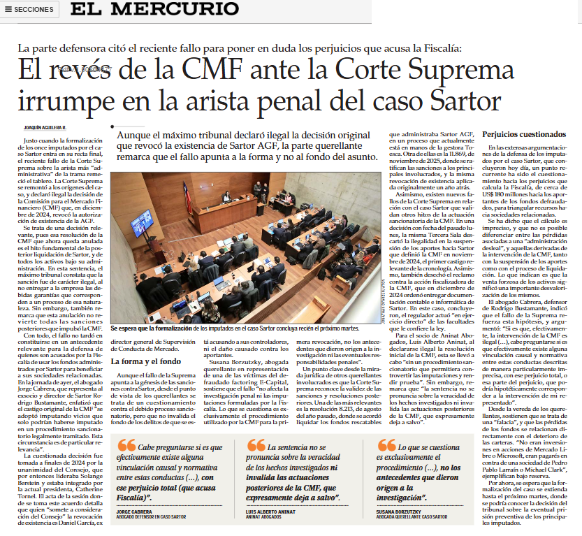 PapinoMatus's tweet photo. El revés de la @cmfchile_ ante la Corte Suprema irrumpe en la arista penal del Caso #SARTOR
La parte defensora citó el reciente fallo para poner en duda los perjuicios que acusa la @fiscaliaoriente
@udechile @jcramirez3 @TioYabi31 @rabigonz @chileazulcl @PJudicialChile https://t.co/bX6X1svjPm