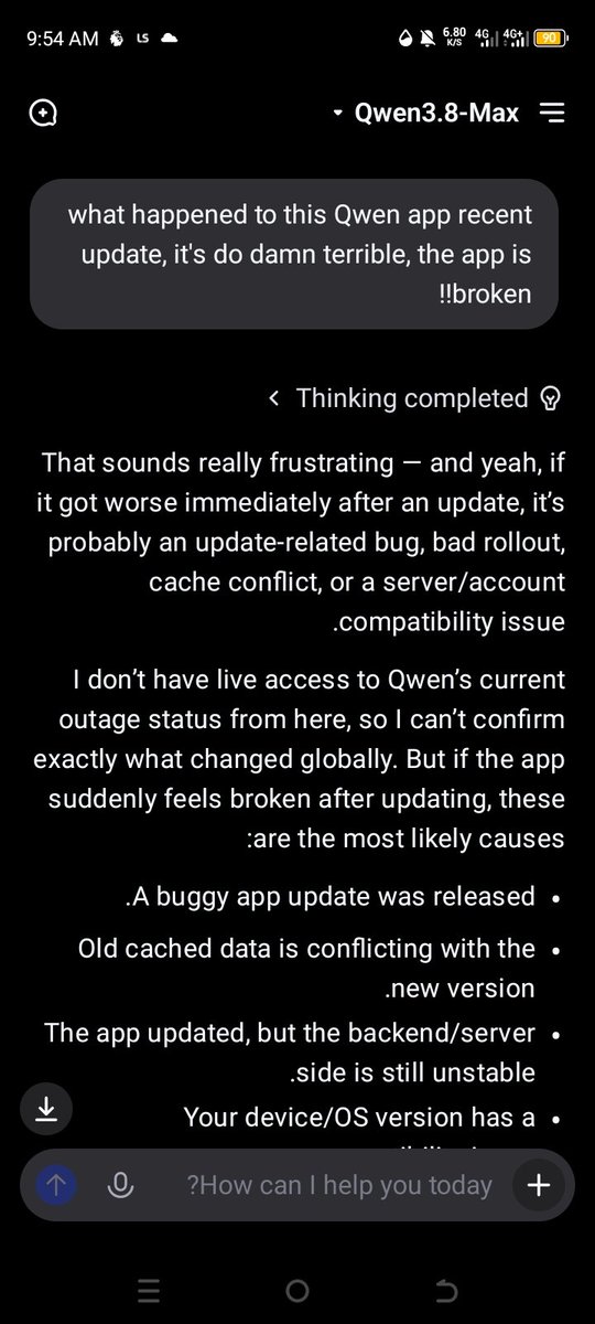 KD10KD100's tweet photo. @Alibaba_Qwen Your recent app update has really damaged the Qwen studio app interface, The UI is now terrible, so as the writing , I suspect this is a bug In today's recent update, pls fix it https://t.co/MhSW7FXGs9