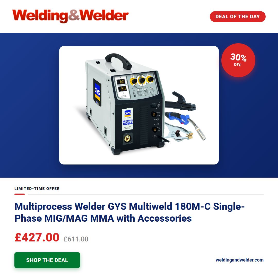 weldingnwelder's tweet photo. 30% off Multiprocess Welder GYS Multiweld 180M-C Single-Phase MIG/MAG MMA with Accessories — now £427.00 (was £611.00). Shop now: https://t.co/6Ekr2aF1df https://t.co/PSf0VGqZkS