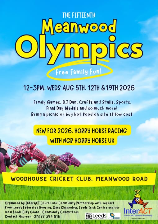 leedsfederated's tweet photo. Don't forget the Meanwood Olympics is taking place today! 🙌
The Olympics will take place at Woodhouse Cricket Club (470 Meanwood Road, Leeds LS7 2QQ) between 12-3pm.
Just turn up and enjoy an exciting afternoon packed with family games, arts and crafts, stalls, and sports. https://t.co/osUtD5LAyu