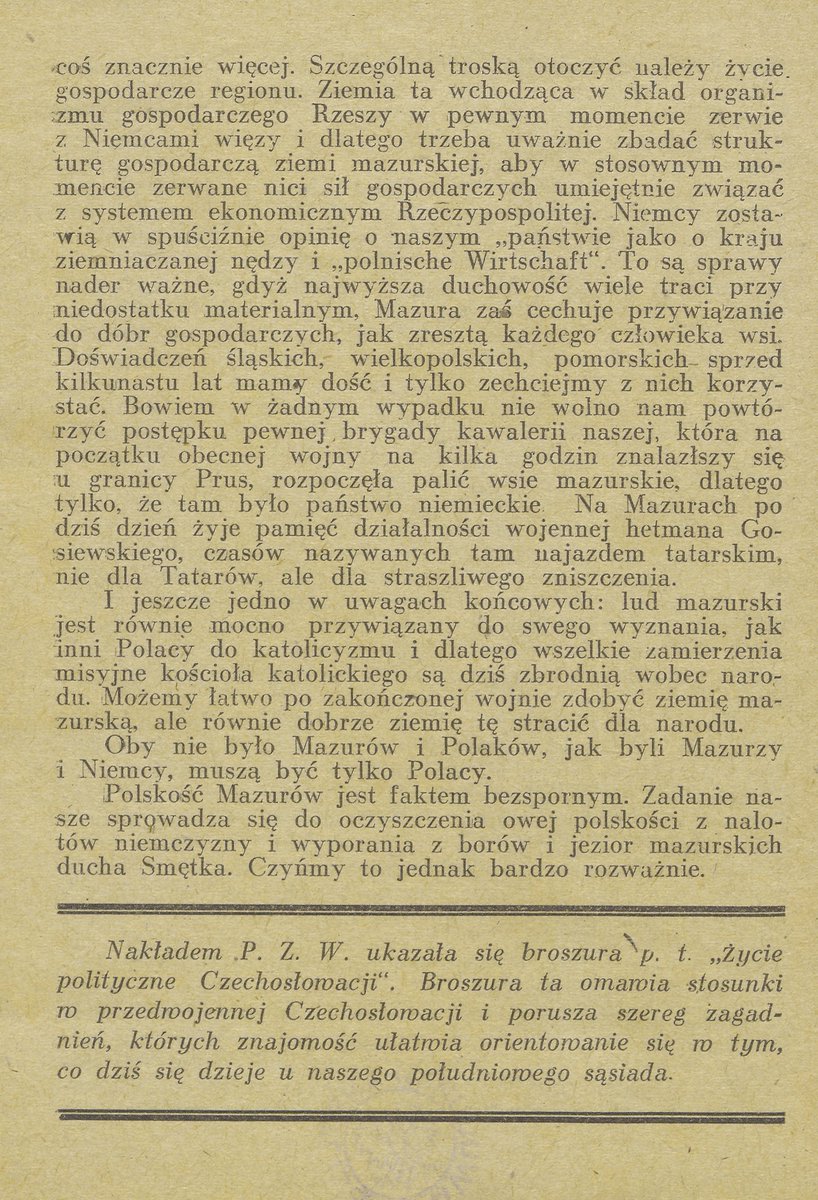 Masuria13's tweet photo. Tekst Polskiego Związku Wolności (organizacja tworzona przez lewicowych socjalistów i narodowych-socjalistów) pod tytułem "Kwestia Mazurska". Czasopismo "Radło", kwiecień 1944.

Moje postscriptum na dole. https://t.co/JOoy2kKg36