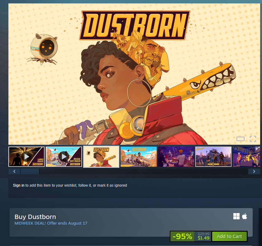 LookAtMyMeat1's tweet photo. Award winning game Dustborn is on sale right now for only a dollar https://t.co/mjRHKQP6ZK