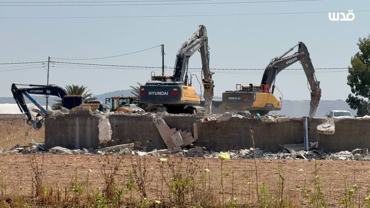 QudsNen's tweet photo. Israeli occupation forces destroyed dozens of Palestinian businesses this morning in the village of Aba, east of Jenin, in the occupied West Bank, in preparation for the return of dozens of Israeli Jewish settler families to the nearby Ganim settlement.

Ganim was evacuated and dismantled in 2005 under then-Israeli Prime Minister Ariel Sharon's disengagement plan.