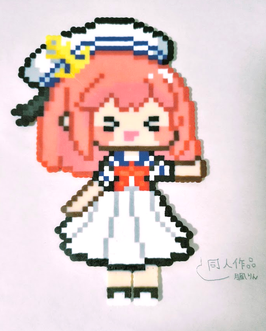 tukikazerin's tweet photo. トリッカル ミニアイロンビーズ１４キャラ目は クレープです。
夜の海の船乗り衣装で前回のヨミとお揃いにしました。
#トリッカル #트릭컬 https://t.co/H6du0x6tBi