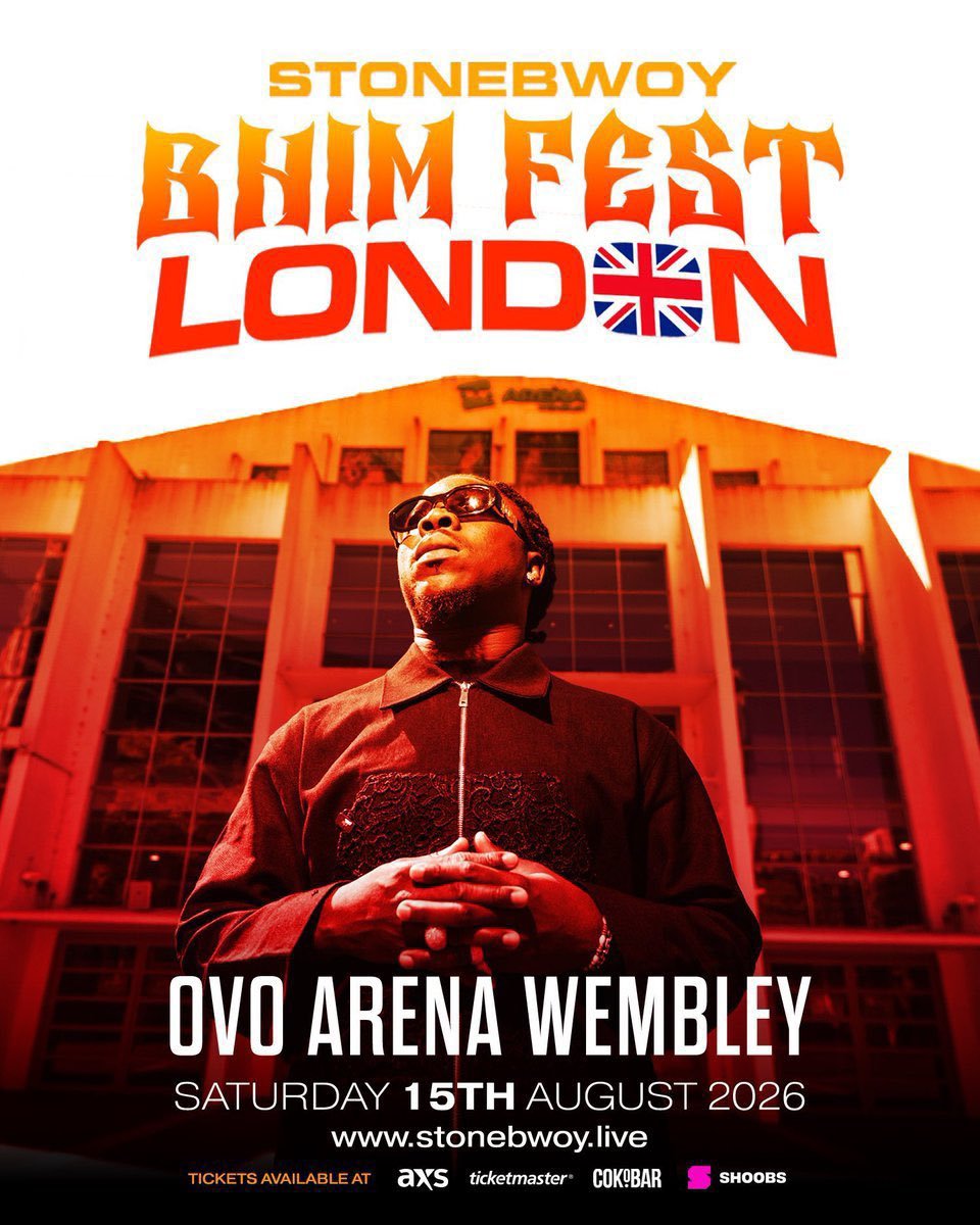 glirichard's tweet photo. BHIM Festival in London with @stonebwoy

📌 August 15th 2026

📌 OVO Arena, Wembley 

📌 Tickets: https://t.co/E73GxA88P0

#BhimFestAtOvoArena 68 Ticket left.. https://t.co/1LNVo0HSb2