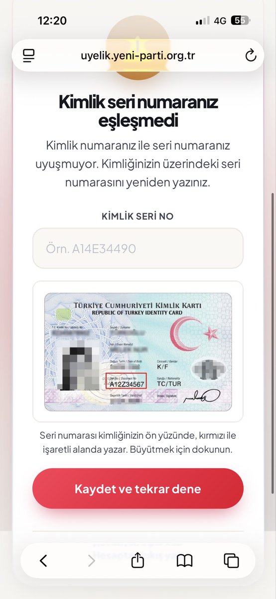 wilson_fiskk's tweet photo. @kedietti @yenipartiyiz Bende bağış yapmama o adımları geçmeme rağmen bu hatayı alıyorum. Her şey doğru ama olmuyor. https://t.co/ILhOSaF9Xp
