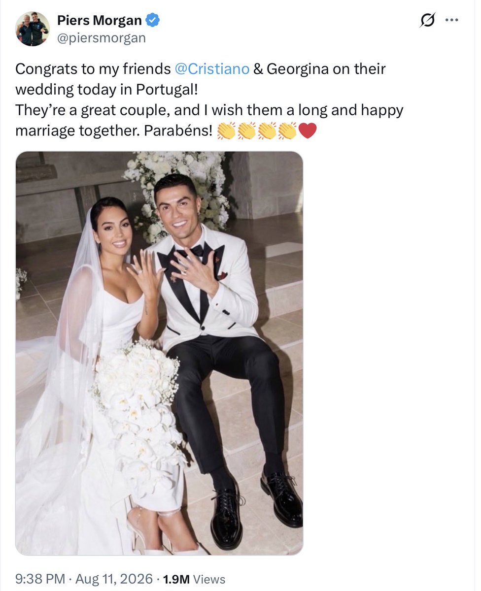 SalemPriest1's tweet photo. Congratulations to the GOAT 
Cristiano Ronaldo Marries Georgina Rodríguez
Legendary footballer superstar Cristiano Ronaldo is married to the mother of his children, Georgina Rodriguez. https://t.co/mrq6xNiPhB