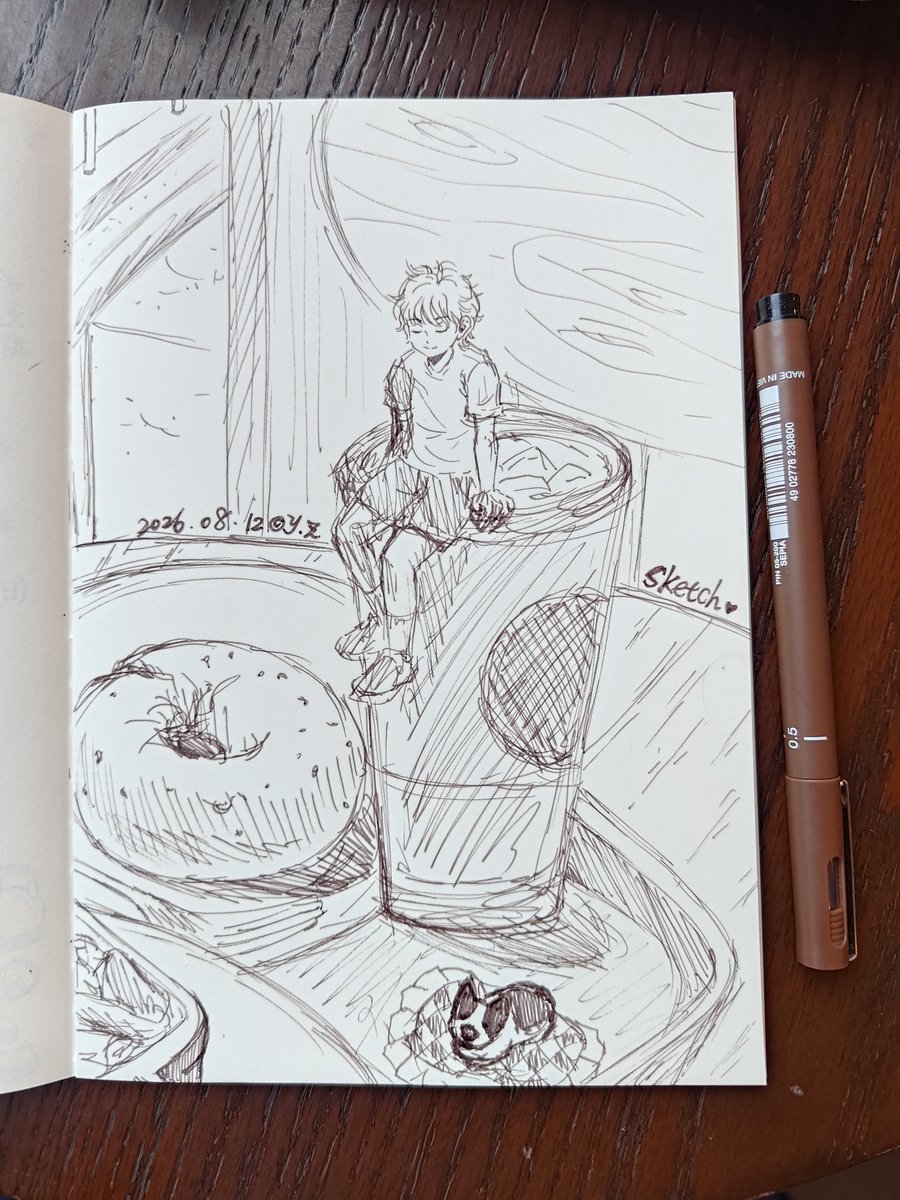 yozenmomostudio's tweet photo. Sketch of the day.
August 12, 2026.

#sketchbookdrawing 
#sketch #fineline 
#塗鴉 #孟游旅孩 
#rkgk #落書き 
#スケッチ #イラスト https://t.co/4HvqZd1sSL