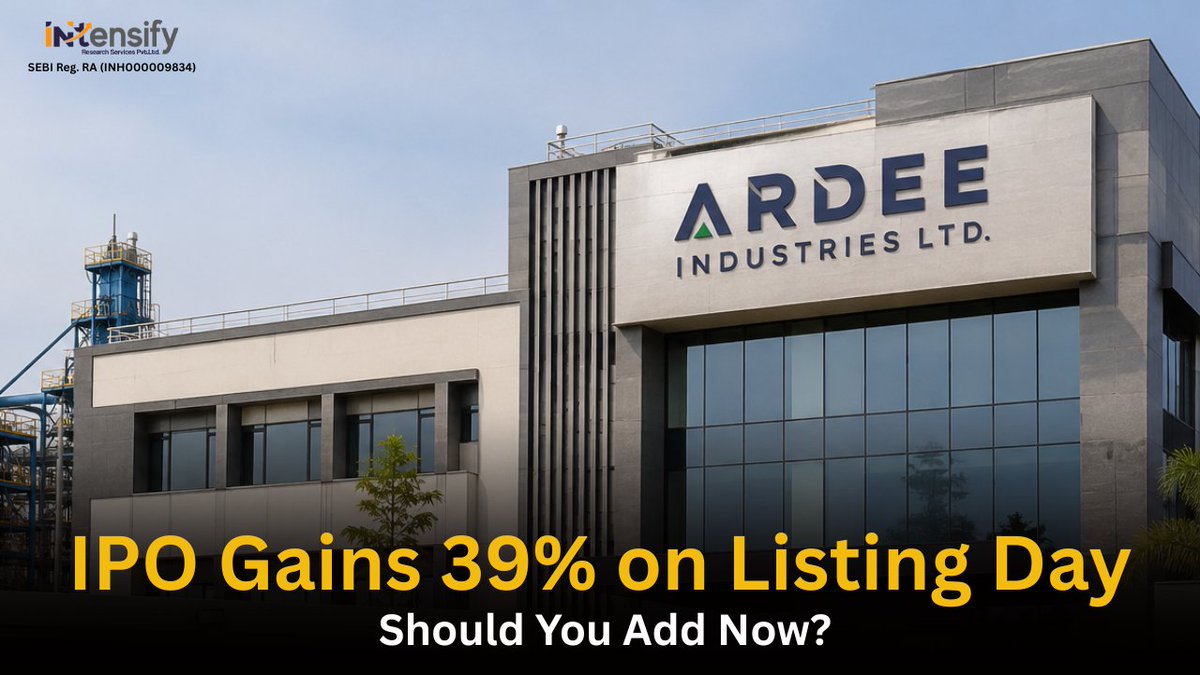 Intensifyres's tweet photo. Ardee Industries IPO Lists at 39% Premium - Get the Latest Updates Before Listing?
Read here - https://t.co/FvveCBW8um

Daily Market Tips from SEBI-Reg Experts-WhatsApp https://t.co/A8aufbGBdC

#IPOLaunch #intraday #StockInFocus #IndianStockMarket Shiprocket IPO https://t.co/VNPZRgw5ll