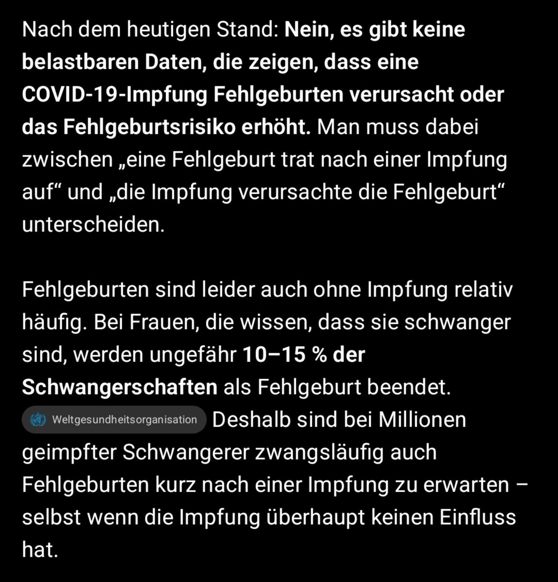 ZStadtfux's tweet photo. Fehlgeburten wegen #Corona-#Impfung?

Das nächste Märchen der Corona-Leugner.

Es gibt keine verlässliche Studie, welche diese Behauptung unterstützen würde. https://t.co/lwh6kiOeHW